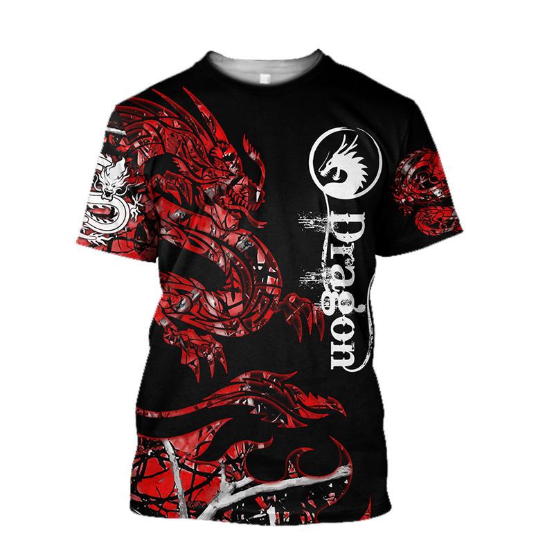T-Shirt manches courtes pour hommes, surdimensionné, imprimé Dragon chinois graphique 3D, décontracté, à la mode, été