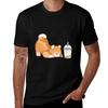 Cute Little Shiba Loves Boba Tshirt Running Perforunisexce Short Sleeve Tee Tshirt
