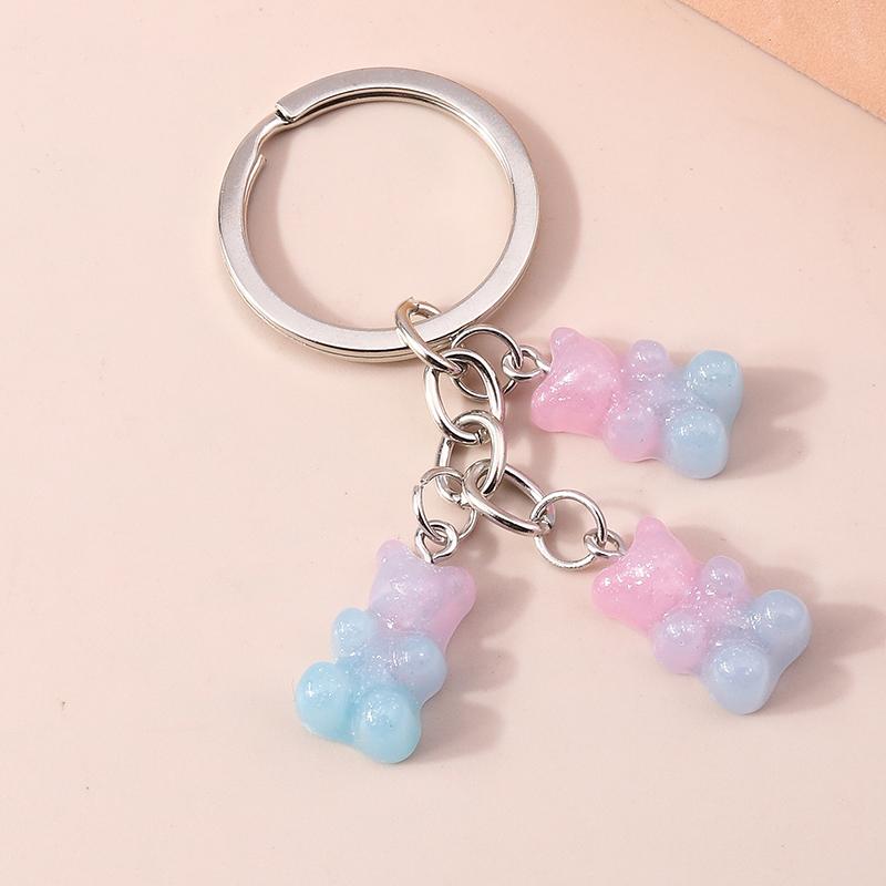 Cute Resin 3D Bear Keychain Charms Animal Keyrings Pendant for Women Girls Handbag Charms  Car Keyholder DIY Jewelry Accessories