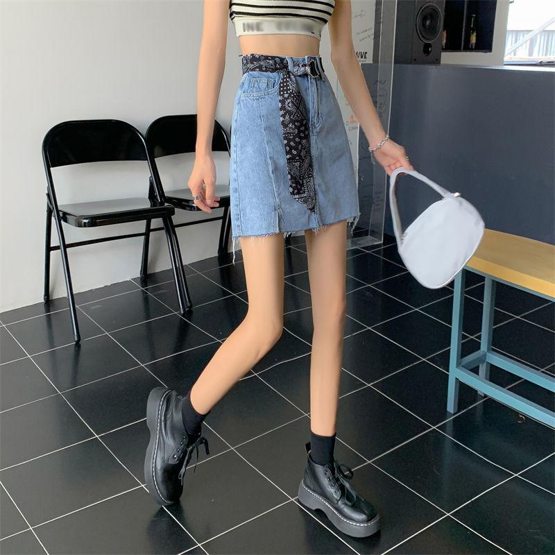 A-Linien-Rock Modetrend Y2k Jeans Sommer Ins Design Sense Schlitz Hohe Taille Denim Minirock Damen Allround-Schlankmachend Hüftbetonend