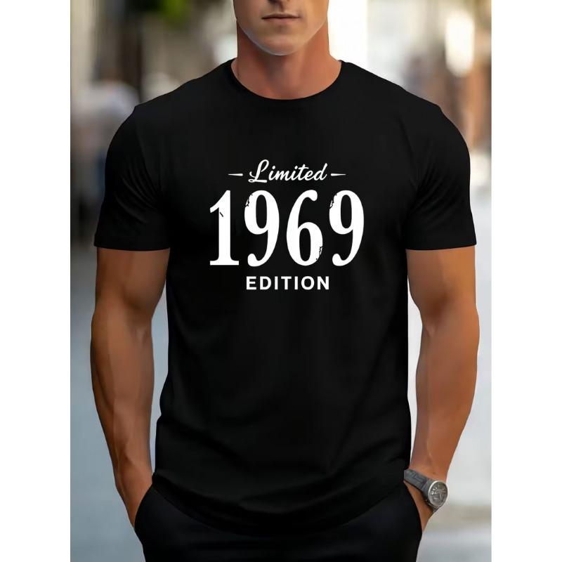 Men'S Retro Alphanumeric Print T-Shirt Summer Quick-Drying Breathable Slim Fit Crew Neck High Street Versatile Short Sleeve Top