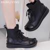 Γυναικείες φλατ Μποτάκια Δερμάτινα Lace Up Σχεδιαστικά Casual Παπούτσια Κλασικά παπούτσια Oxford Trend Winter New Cozy Botas De Mujer