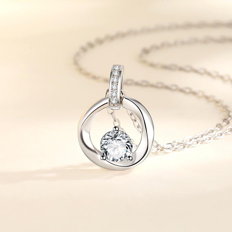 Mobiusring-Halskette Damen Leichter Luxus Nischen-Design Diamant-Schlüsselbein-Kette für Freundin Geschenk