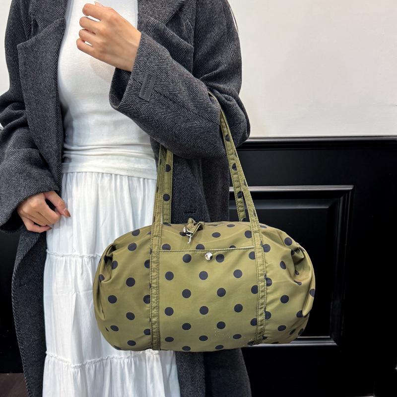 Yogodlns Eenvoudige Stippen Tote Bag Lichtgewicht Nylon Handtas Dames Casual Werk Schoudertas Grote Capaciteit Sport Opvouwbare Opbergtas