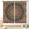 Hippie Mandala Gordijnen, Indiase Medaillon Trippy Boho Paisly Esthetische Kunst Decor Kleurrijk Oranje Raambekleding Behandelingen Voor