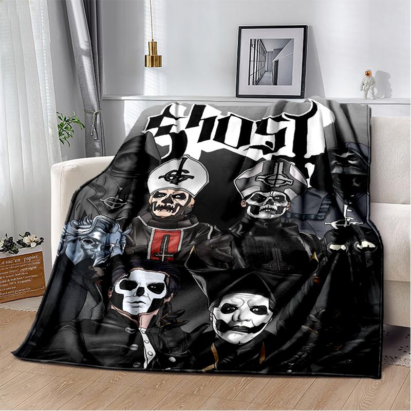 29 štýlová Halloweenska kapela Papa Emeritus Heavy Metal Tmavá mäkká plyšová deka, Flanelová prikrývka do obývacej izby spálne postele pohovky