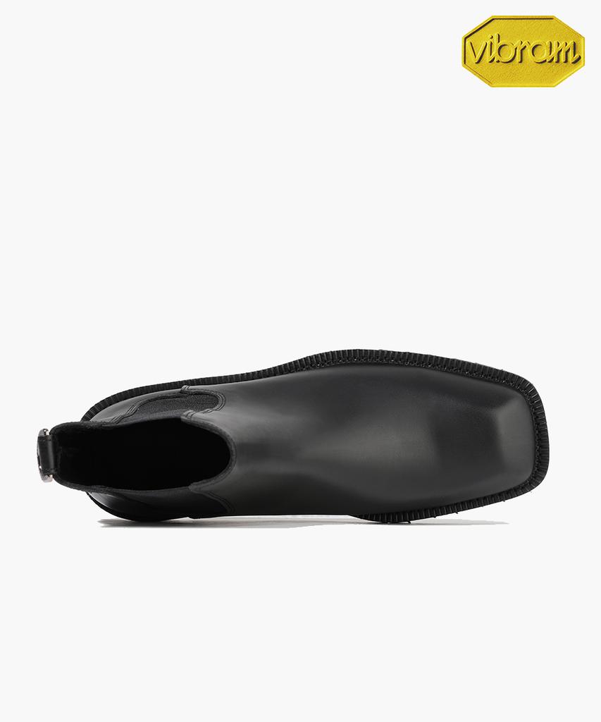 Firenze Atelier [Vibram] Volume Square Toe Casual Worker Sole Chelsea Boots 9420-W [Black Fg]