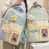 Schoolbag New High-value Japanese Ins Fresh and Sweet Contrasting Color Splicing Backpack Junior High School Students Lightweight Travel Backpack