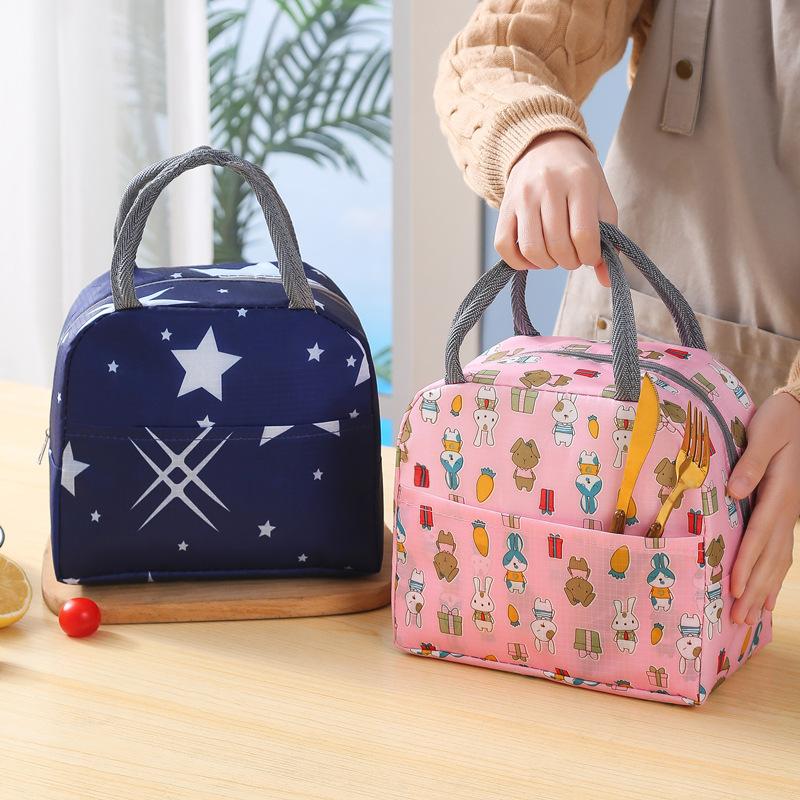 Portable Cartoon Style Tote Thermal Lunch Box Bag Aluminum Foil Office Student Bento Storage Insulation Bags Cooler Lunch Bag For Children