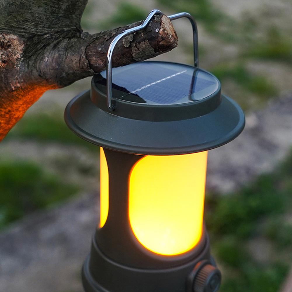 Solar Camping Light Portable LED Tent Lamp Rechargeable Campsite Lantern Waterproof Support