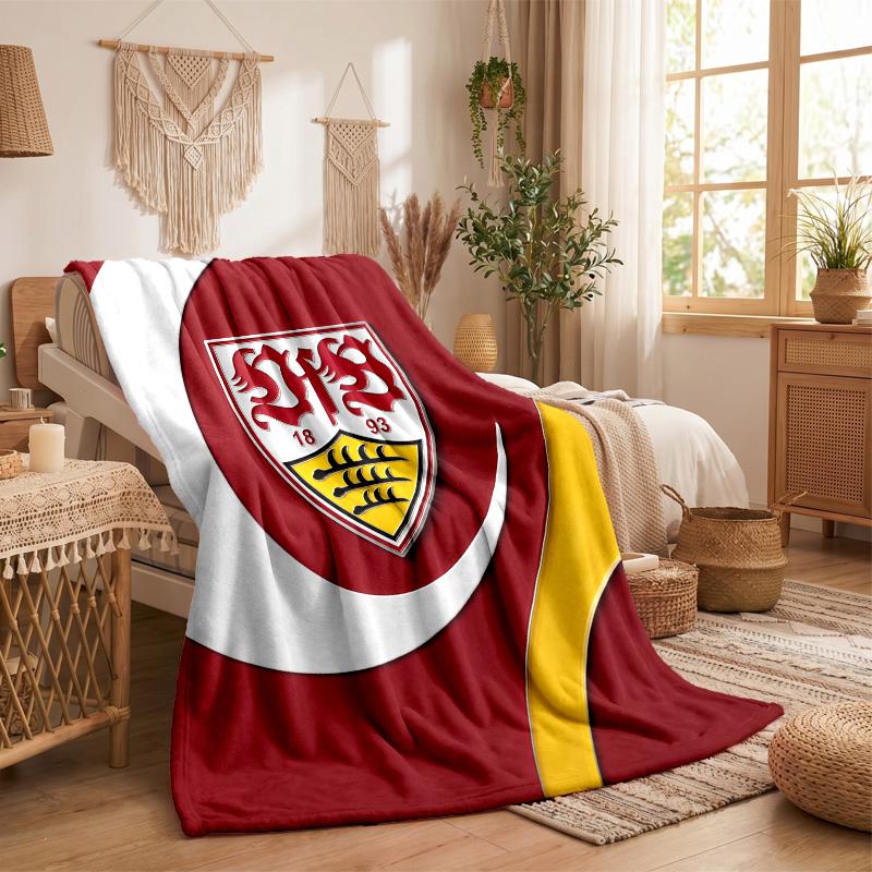 VfB Stuttgart Voetbal Print Flanellen Deken Zacht Warm Sofa Bed Plaid voor Huis Kantoor Slaapkamer