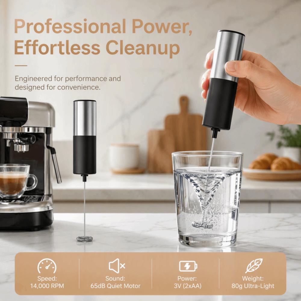 Silver Black Color Electric Milk Frother Mini Drink Mixer  Protein Powder Milkshake