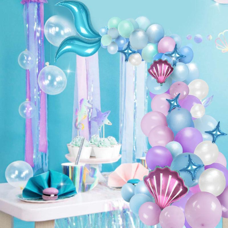 1Set Mermaid Tail Balloon Garland Arch Mermaid Theme Birthday Party Decorations Supplies Under the Sea Little Mermaid