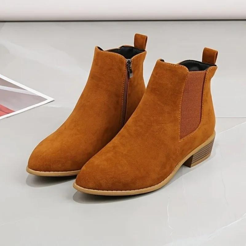 Mode Damesschoenen 2024 Hot Sale Zijrits Dameslaarzen Mode Puntneus Kantoor en Carrière Nieuw Plus Size Enkellaarsjes Zapatos