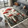 Mushroom Design Carpet Mat Rug Fern Leaves Forest Illustration Nature Pastoral Home Decoration for Living Room Bedroom Floor Mat