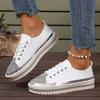 Modne Damskie Buty Casualowe na Płaskiej Podeszwie w Rozmiarze Plus 43 2025 Nowy Styl Design z Cyrkoniami Damskie Sneakersy Wygodne Buty na Platformie