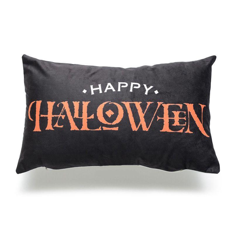 Linen Throw Pillow Case Halloween Pumpkin Trick Or Treat Design 45x45cm**