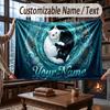 Cat Theme Throw Blanket Custom Name Text Personalized Blanket Soft Cozy Blanket for Home Sofa Bed