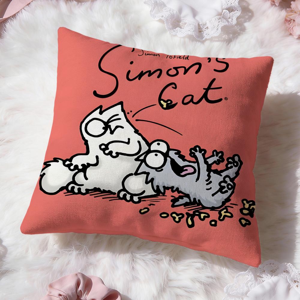Cute Anime s-Simons Cat Cushion Cover Premium Comfort Reversible Pillow Cove -Two In One Design for Any Room & Car Interior
