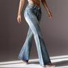 GMXIA Women's Vintage Jeans High Stretch Pocket Embroidery Vintage Jeans Slim Hip Lifting Flared Pants