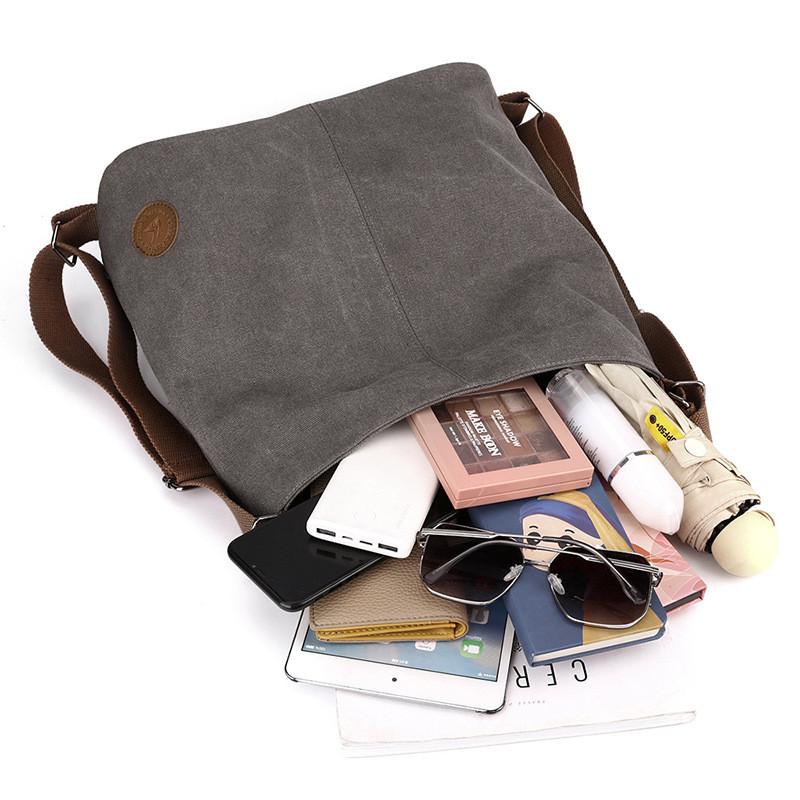 Womens Casual Canvas Shoulder Bag With Inner Pouch And Dual Straps For Daily Use