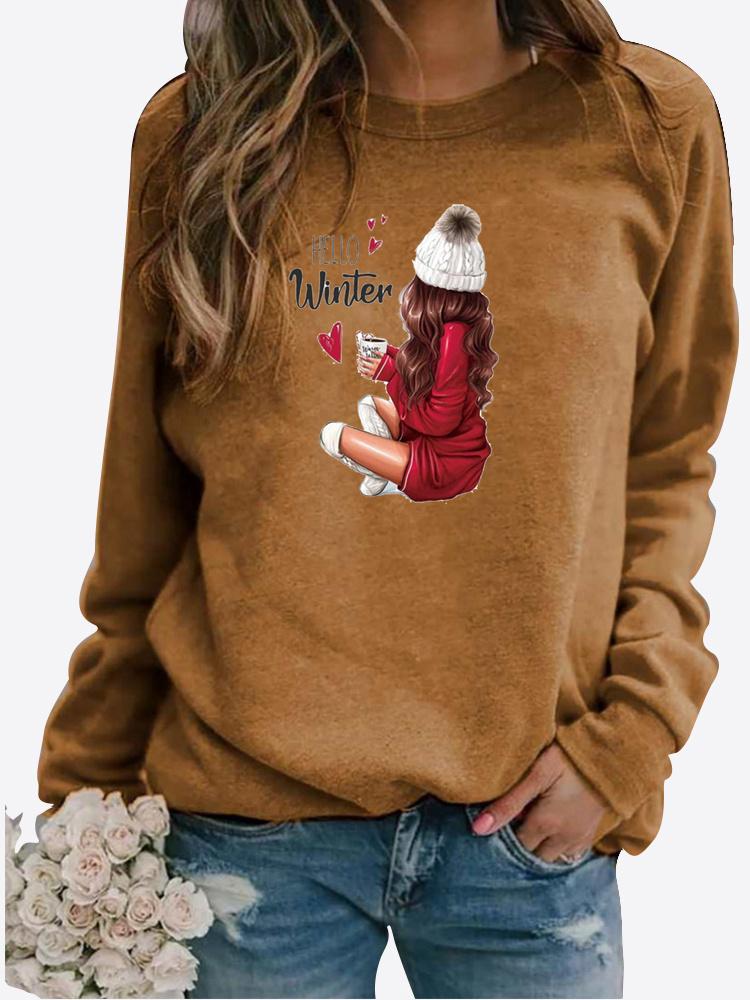Autumn New Sweater Women's Printed Tops T-shirt Ladies Round Neck Long Sleeve Casual Sweatshirt Plus Size Blouse