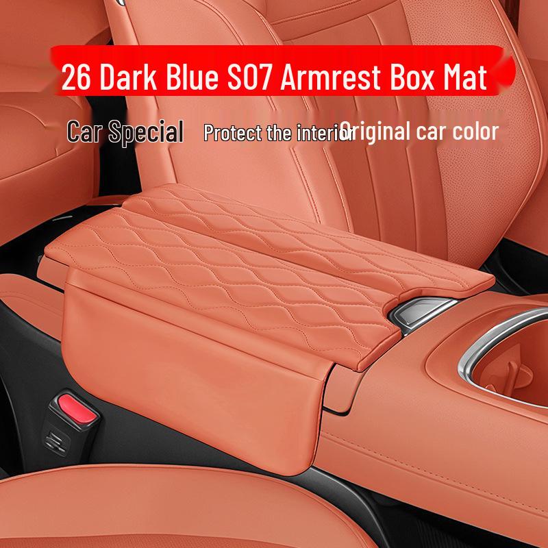 Dark Blue S07 Center Armrest Cover for Models 23-26, Height-Enhancing Leather.