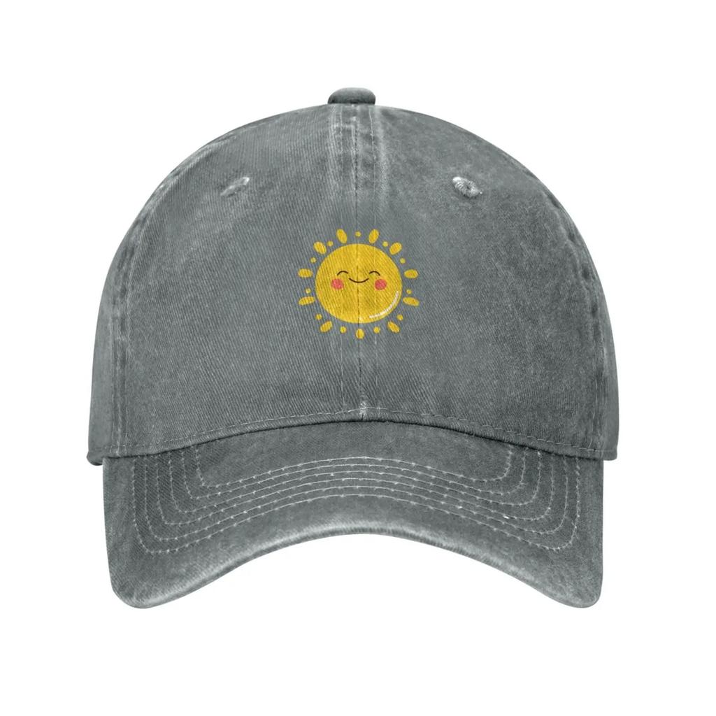 Sun Face Vintage Denim Cowboy Baseball Cap Dad Hat Men Women Adjustable Leisure Joker Casquette