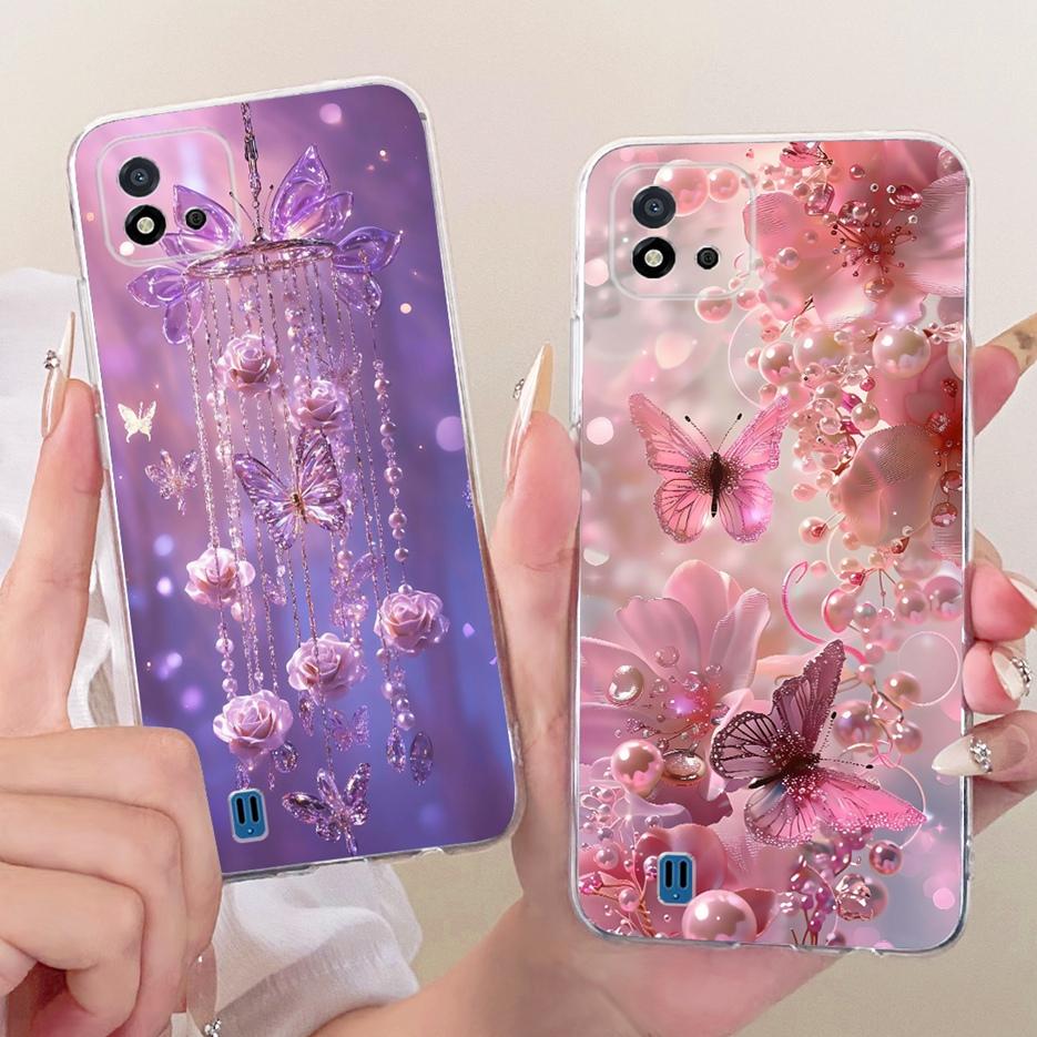 For Realme C11 2021 Case RMX3231 Colorful Flowers Painted Cover Soft Silicone Phone Case For Realme C20 C 11 RealmeC11 2021 Bags