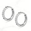 Gold Color Plated Stainless Steel Round Circle Earrings for Women Fashion Cubic Zirconia Hoop Earrings Jewelry Pendientes Mujer