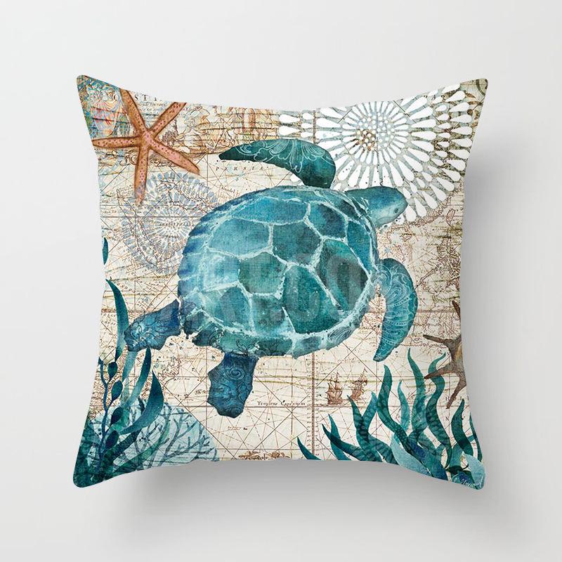 Retro Mediterraanse Oceaan Digitale Print Perzikhuid Kussensloop Kussenhoes Wish Home Products Kussensloop