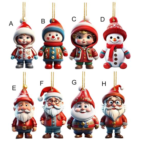 1 Pair Cartoon Figures Pendant Easy To Hang Acrylic Christmas Ornaments Colorful Reusable Hanging Pendant for Festive Home Decor Xmas Tree