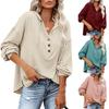 Women's Autumn and Winter Top V-neck Shirt Single-breasted Casual Top Loose Solid Color Hoodie for Women