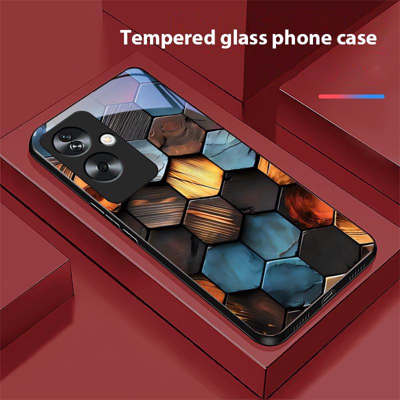 Colorful Wood Grain For Oppo A79 5G 58 78 74 60 4G Reno 11F Realme GT 6 11 Note 50 10 C55 X2 Tempered Glass Black Phone Case