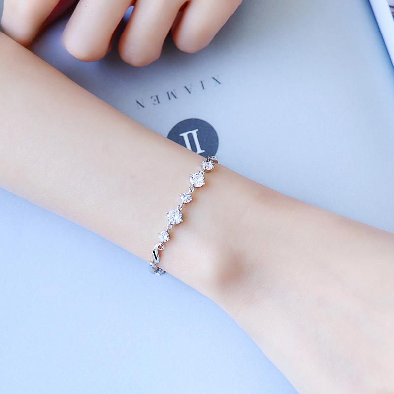 S925 Sterling Zilveren Armband Japanse en Koreaanse Versie van De Hot and Graceful Vijf-diamanten Dames Armband