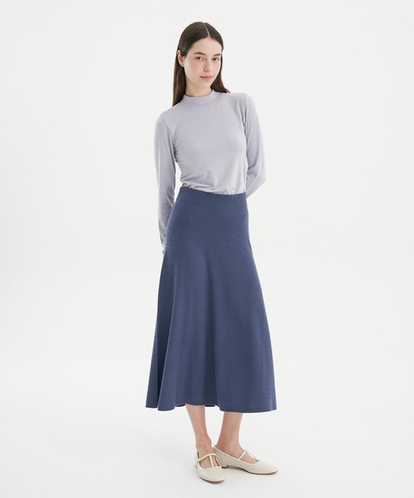 Sekeonseukin 100% Wool Midi Flare Skirt