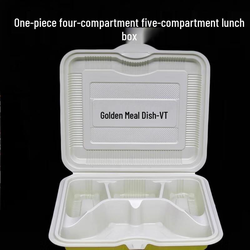 Disposable 4-Compartment Food Container with Lid