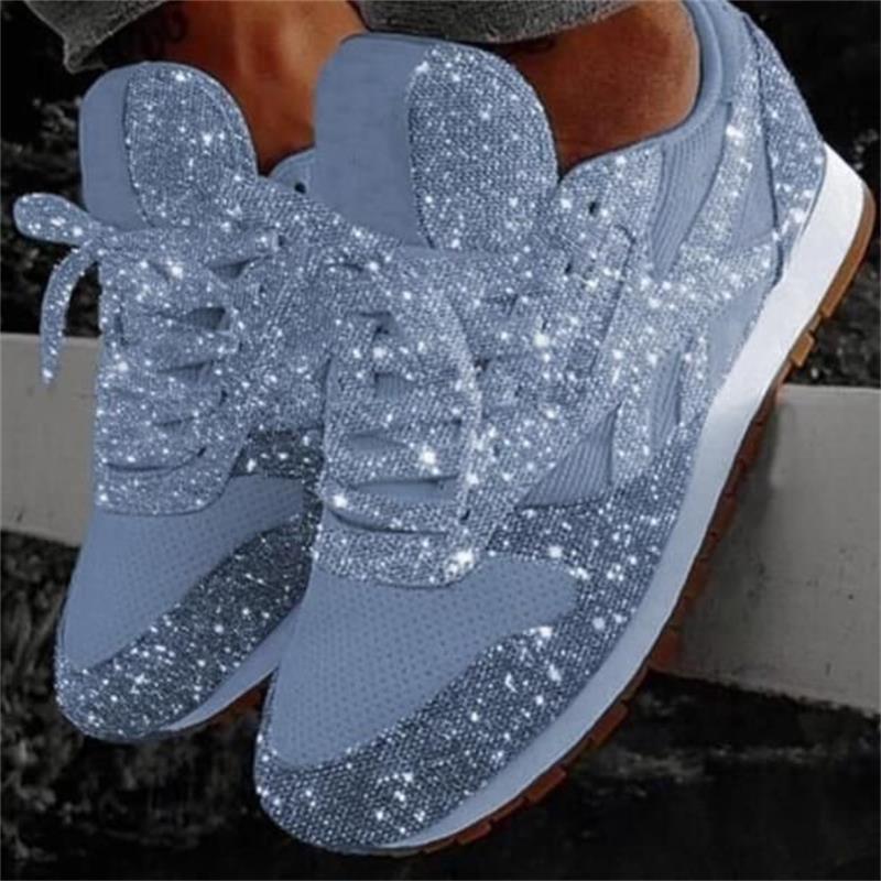 Sneakers Barn Muffin Paljetter Skor Färgmatchande Andningsbara Strass Plattformsneakers Dam Stor Storlek