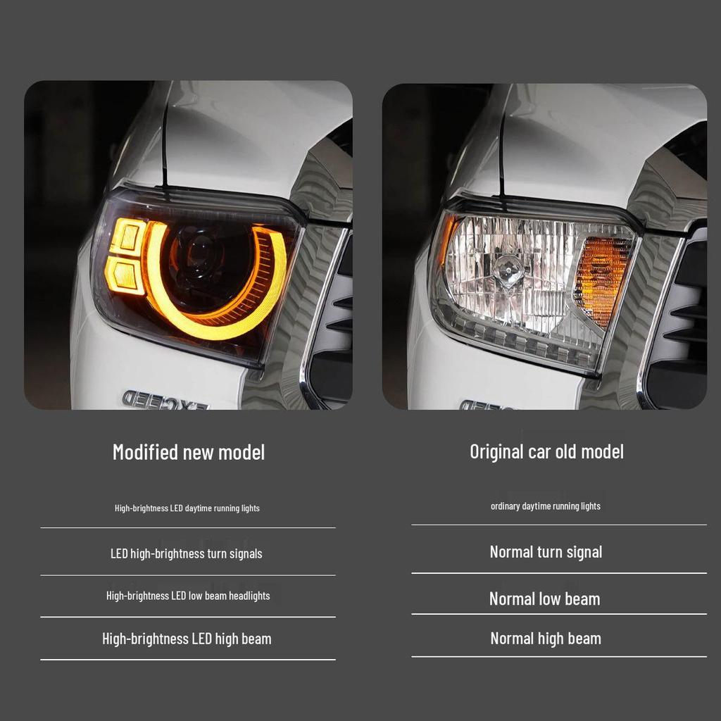 14-20 Toyota Tundra LED Projector Headlights with Defender Style DRL and Turn Signals