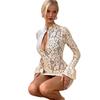European and American Women's New Hot Girl Fashion Sexy Lace Hollow Flared Sleeve Slim Hip Wrap Dress