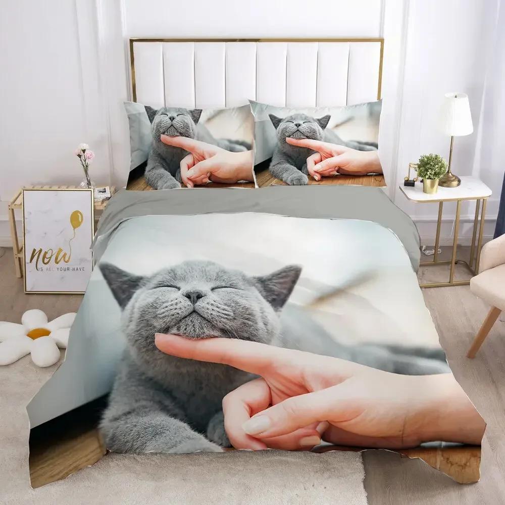 Cat Lovely Animal Kitten Bedding Set Single Twin Double Queen King Cal King Size Bed Linen Set
