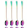 4Pcs Juice Coffee Stirring Spoon Set Colorful Cutlery Tea Spoon Dinnerware Ice Cream Long Handle Scoop Silverware Kitchen Tools