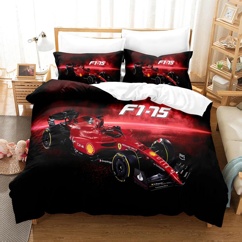 Set Biancheria da Letto Auto da Corsa Formula 3D per Bambini Set Copripiumino con Federa Singolo Matrimoniale Queen King Biancheria da Letto per Ragazzi Ragazze
