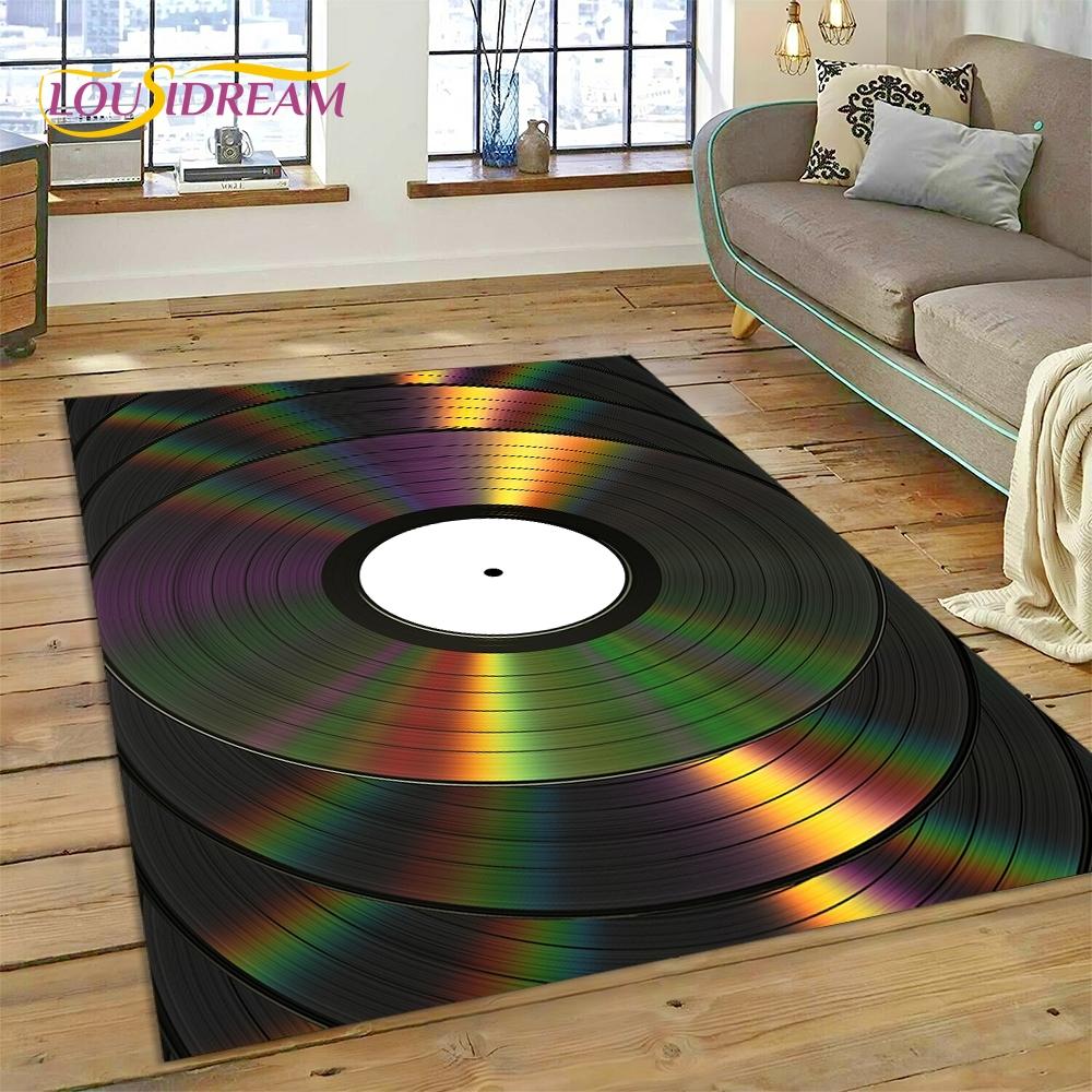 Vinyl Record Music DJ Screen Tape Rug Carpet for Living Room Bedroom Home Decor,Floor Mat Non-slip Decoration for Sofa  Doormat