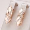 1 paire de boucles d'oreilles tendance de couleur dorée pour mariée, bijoux ethniques de luxe en zircon cubique pour femmes, bijoux fins