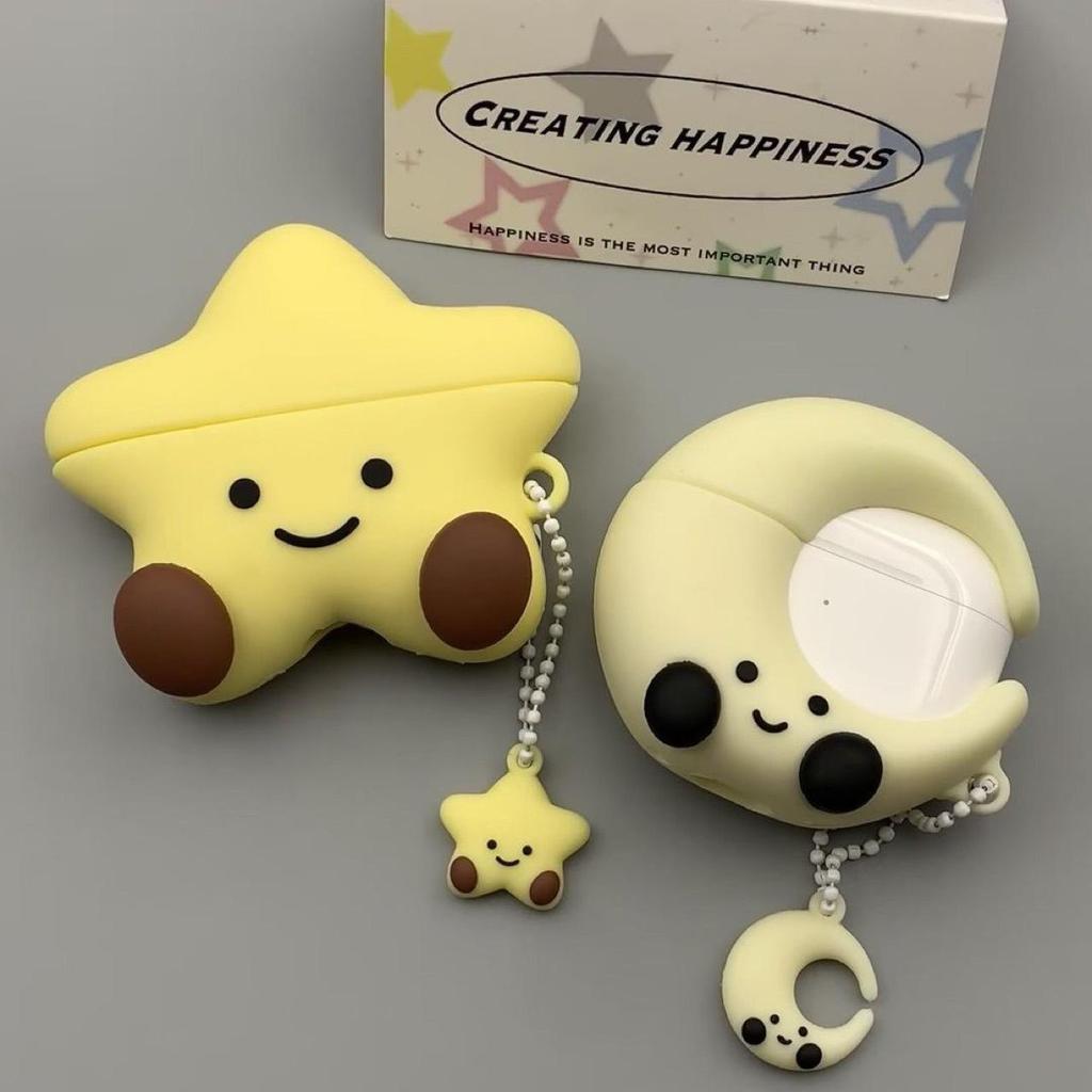 Cartoon Mond & Sterne Silikonhülle für Apple AirPods Pro 3