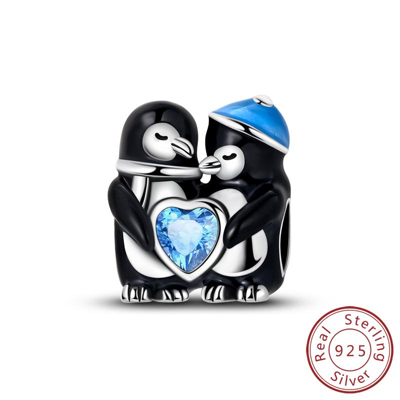 Abalorios de Cobre Originales Abalorios Copo de Nieve de Invierno Muñeco de Nieve Iglú Colgante Pingüino Ajuste Abalorios de Pulsera Joyería para Mujer Regalo
