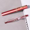 Monture Rouge à Charnières à Ressort avec Étui Portable Stylo Fin Lunettes de Lecture Étroites Lunettes de Lecture avec Étui Tube Stylo
