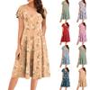 Women's Summer Fashion V-Neck Ruffle Sleeve Retro Elegant Midi Dress