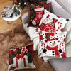 Christmas Cushion Cover Snowflake Christmas Tree Pattern Christmas Pillow Cover Santa Claus Cartoon Square Shape